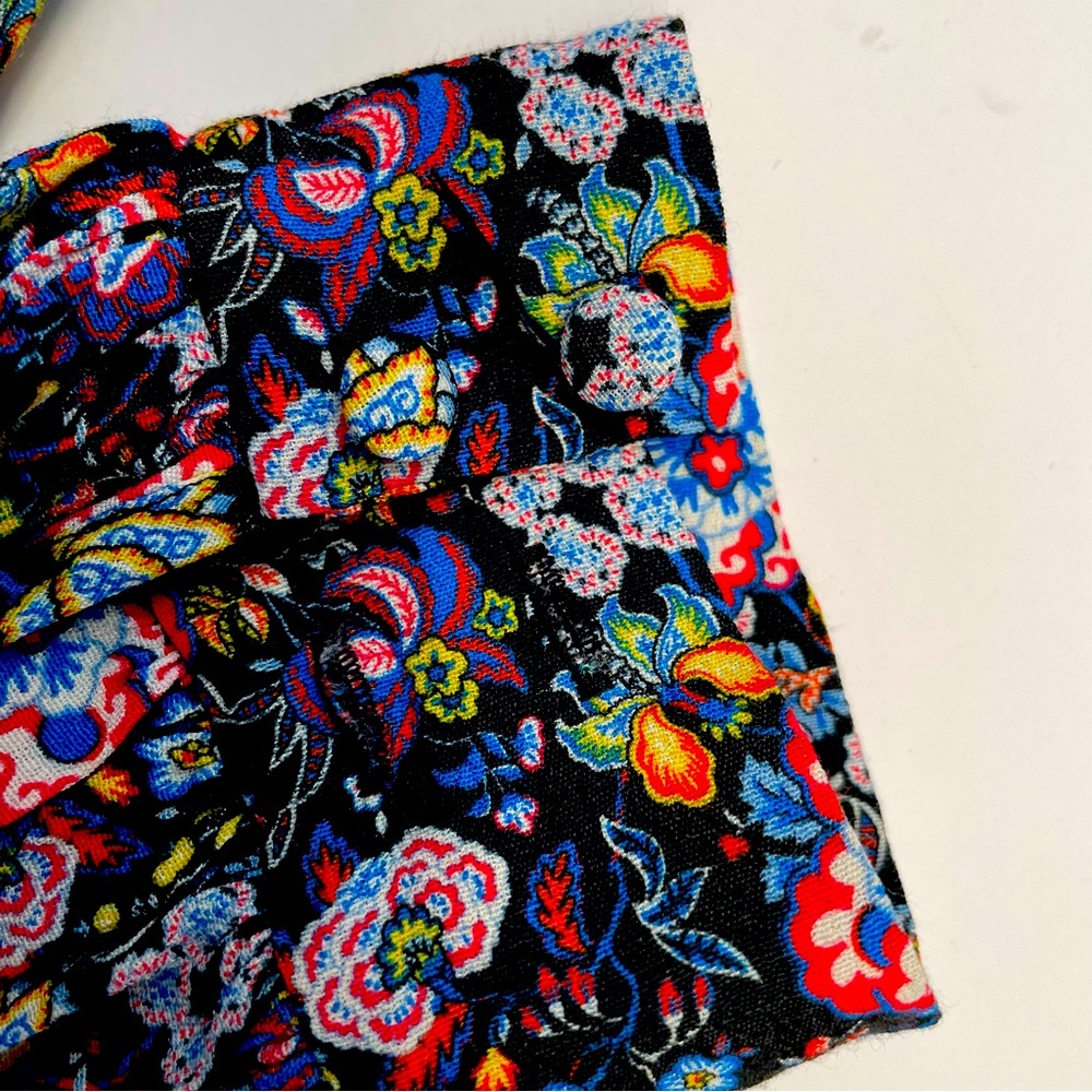 Frame XS Single Sleeve & Shoulder Blue Floral Print Top - Picture 10 of 15